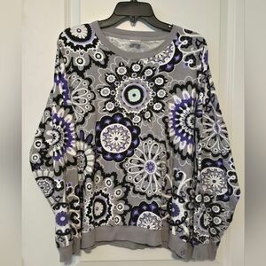 Vera Bradley Sz 2XL Long Sleeve Sweatshirt, Tranquil Medallion Pattern, Like New